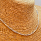 ZP4026 Collar Mostacillas Calcedonia Celeste Baño Plata