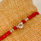 ZP3011 Pulsera Roja Cristales Checos y bolitas Diferentes Figuras Baño Plata