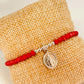 ZP3011 Pulsera Roja Cristales Checos y bolitas Diferentes Figuras Baño Plata