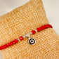 ZP3011 Pulsera Roja Cristales Checos y bolitas Diferentes Figuras Baño Plata