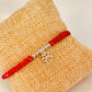 ZP3011 Pulsera Roja Cristales Checos y bolitas Diferentes Figuras Baño Plata